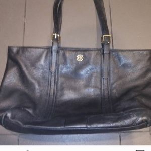 Tory Burch Landon Black Pebbled Leather Tote